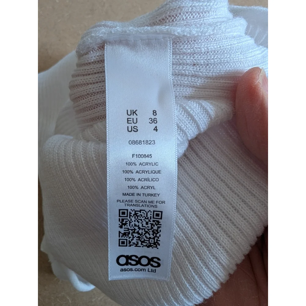 NEW Asos White Faux Wrap Sleeveless Bodysuit Ribbed Size 4 Trendy - Picture 6 of 8